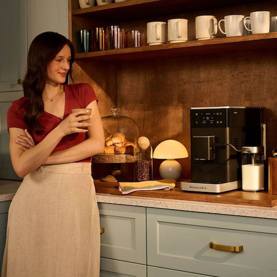 Kitchenaid KF4 Αυτόματη Μηχανή Espresso Πίεσης 15bar για Cappuccino με Μύλο Άλεσης Matte Black 5KES8454BBM