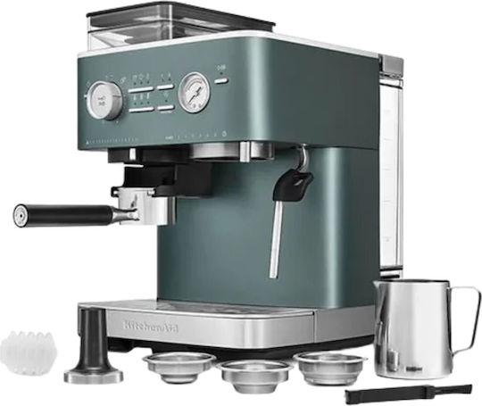 Kitchenaid Juniper Αυτόματη Μηχανή Espresso Πίεσης 15bar για Cappuccino με Μύλο Άλεσης Πράσινη