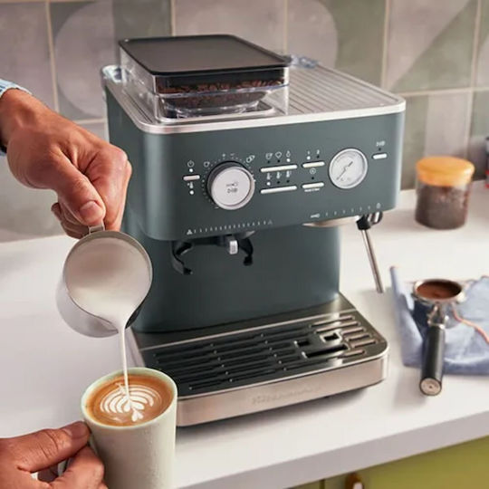 Kitchenaid Juniper Αυτόματη Μηχανή Espresso Πίεσης 15bar για Cappuccino με Μύλο Άλεσης Πράσινη