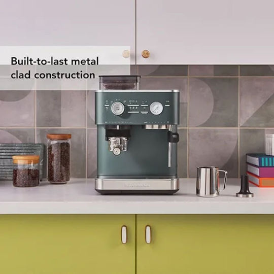 Kitchenaid Juniper Αυτόματη Μηχανή Espresso Πίεσης 15bar για Cappuccino με Μύλο Άλεσης Πράσινη