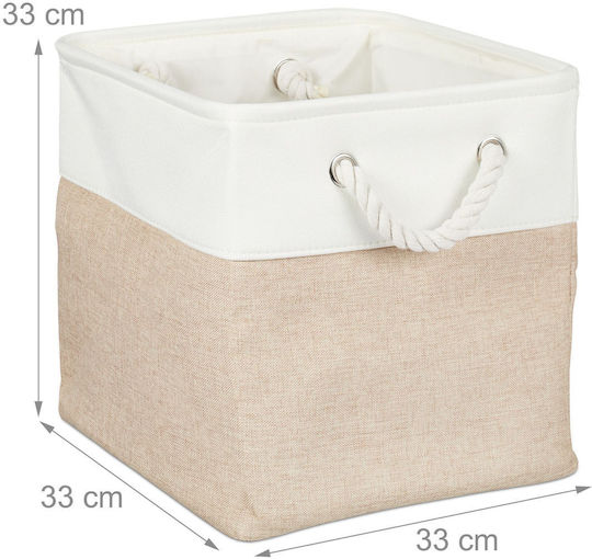 Relaxdays Set of Beige Fabric Decorative Baskets 33x33x33cm 3 Pieces