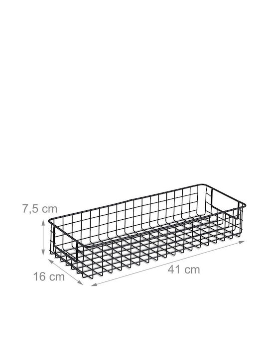 Relaxdays Set Coșuri Decorative Metalice Negre 7.5x16x41cm 3 Bucăți