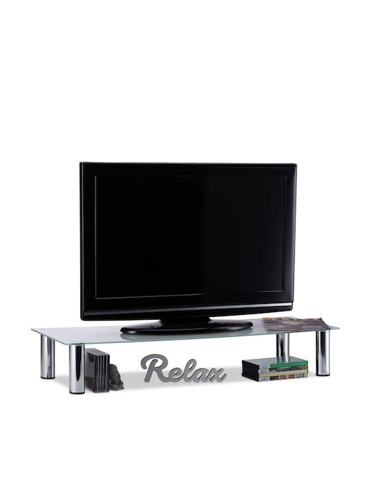 Stand TV Din Sticlă Argintiu/Transparent 100x35x17cm