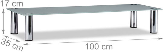 Έπιπλο Τηλεόρασης Γυάλινο Silver/transparent Μ100xΠ35xΥ17cm