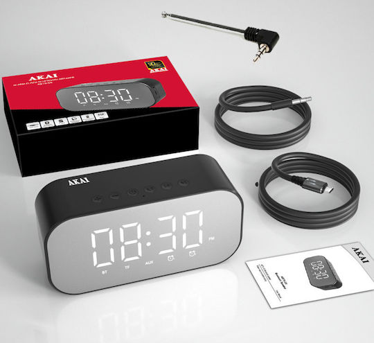 AKAI Ceas De Masă Digital Led Cu Ceas Deșteptător Și Radio Negru ABTS-C5