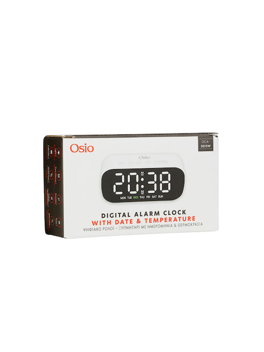 Osio Tabletop Digital LED Clock with Alarm Clock White OCA-3015B
