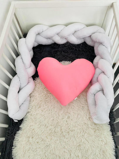 Crib Bumpers Braided Inside White, Gray, Red