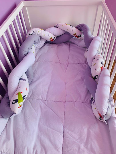 Crib Bumpers Braided Inside White, Gray, Red