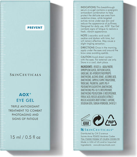 SkinCeuticals AOX + Moisturizing & Anti-aging Gel Eyes for Radiance with Vitamin C 15ml
