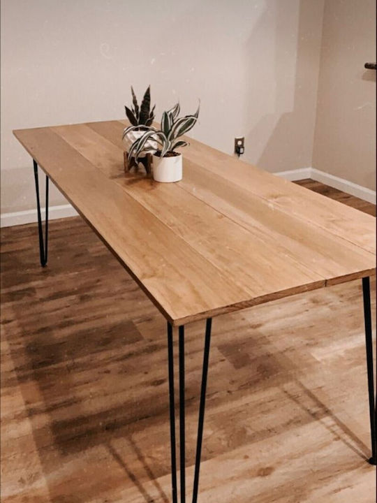 Kitchen Table Made of Solid Wood & Brown Metal 80x150cm