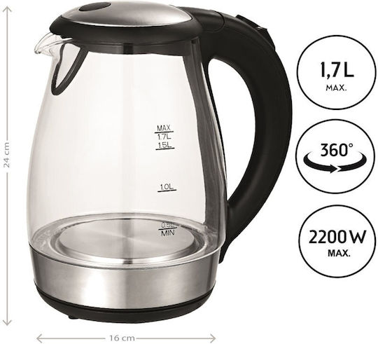 First Austria Fierbător 1.7lt 2200W Argintiu