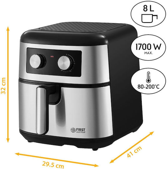 First Austria Air Fryer 8lt Ασημί FA-5053-7