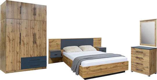 Set Dormitor Carys Gri 160x200cm 5 Bucăți