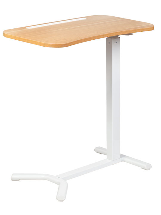 Birou Lemn Alb cu Picioare Metalice și Înălțime Reglabilă 60x38x66.5cm