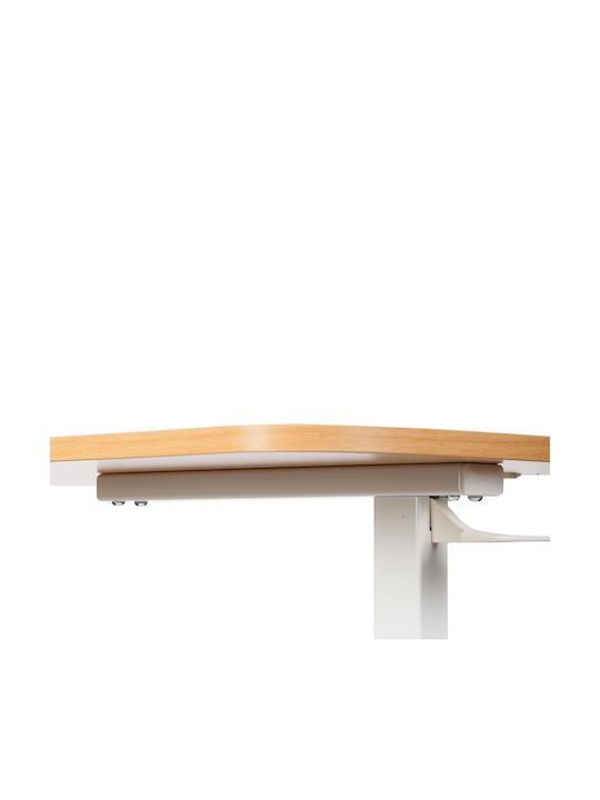 Birou Lemn Alb cu Picioare Metalice și Înălțime Reglabilă 60x38x66.5cm