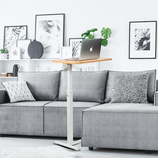 Schreibtisch Holz White mit Metallbeinen & verstellbarer Höhe 60x38x66.5cm