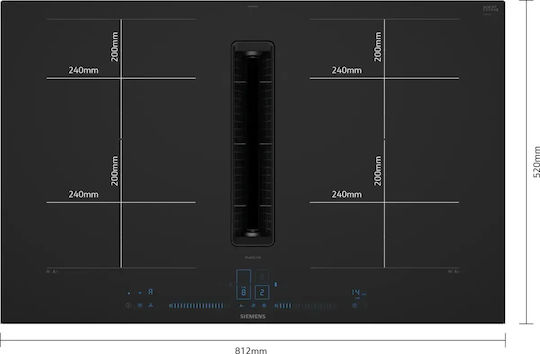 Siemens Plită Inducție Smart Autonomă cu Hotă și Funcție de Blocare 81.2x52cm Negru Mat