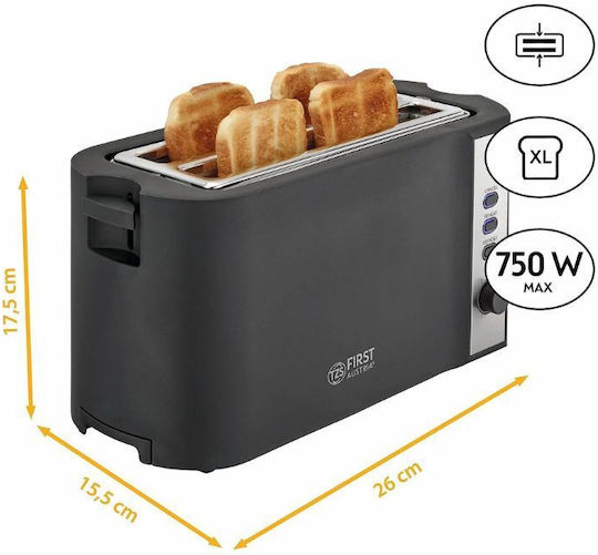 First Austria Toaster 2 Slots 750W Inox