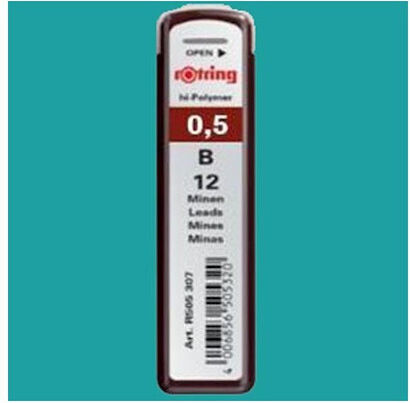Rotring 12 Mechanical Pencil Leads 0.5mm 2B