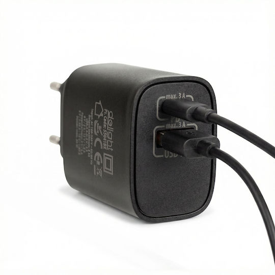 Alista Home Încărcător Fără Cablu cu Port USB-A și Port USB-C 20W Power Delivery / Quick Charge 3.0 Negru (GLB_55041BK)