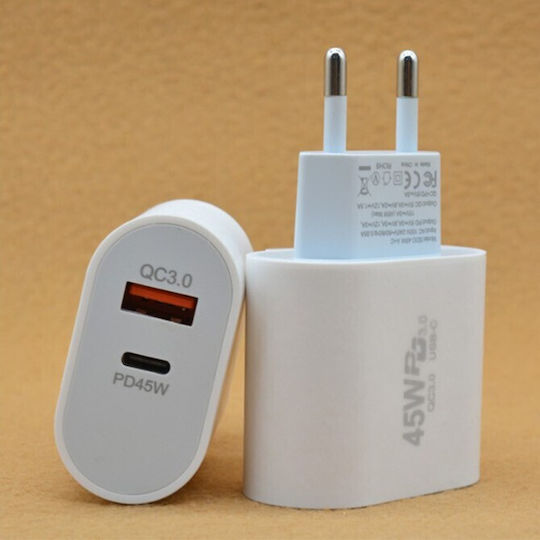 Alista Home Incarcator Fără Cablu cu Port USB-A și Port USB-C 45W Power Delivery Alb (161975)