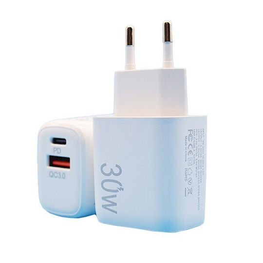 Alista Home Încărcător Fără Cablu cu Port USB-A și Port USB-C 30W Quick Charge 3.0 / Power Delivery Alb (161972)
