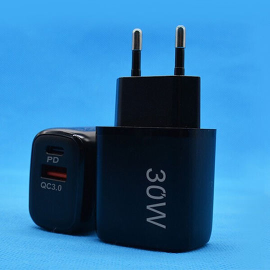 Alista Home Incarcator Fara Cablu cu Port USB-A si Port USB-C 30W Quick Charge 3.0 / Power Delivery Negru (161971)