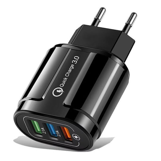 Alista Home Incarcator Fara Cablu cu 3 Porturi USB-A 18W Quick Charge 3.0 Negru (161521)