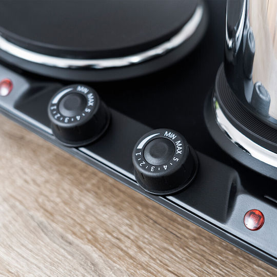 First Austria Enamel Countertop Double Burner Black