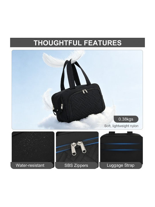 Miss Lulu Travel Quilted Toiletry Bag – Water-resistant Wet Dry Pocket Large 180° Opening Easy Access