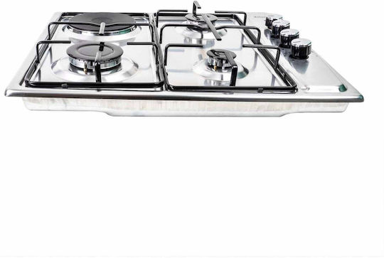 Plită Gaz Lichid și Electricitate Autonomă Inox 58x50cm Argintie