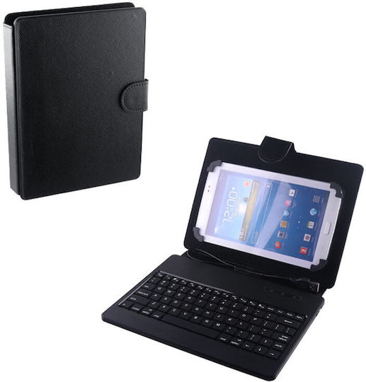 Osio Flip Cover mit Tastatur Englisch US Schwarz (Universal 7,9 Zoll)