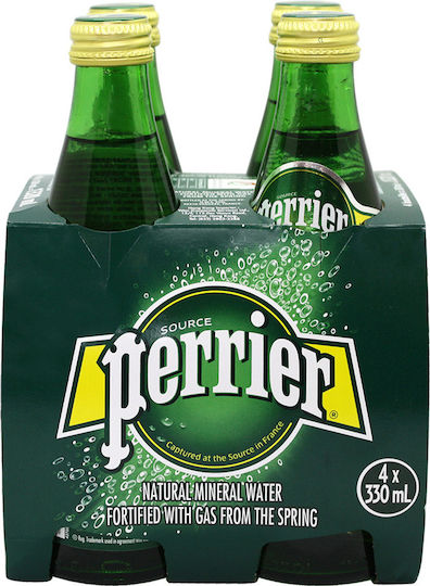 Perrier Φυσικό Μεταλλικό Νερό σε Γυάλινο Μπουκάλι 4x0.33lt