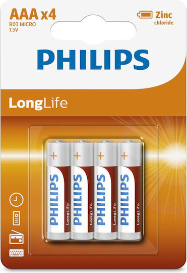 Philips LongLife Μπαταρίες Zinc AAA 1.5V 4τμχ