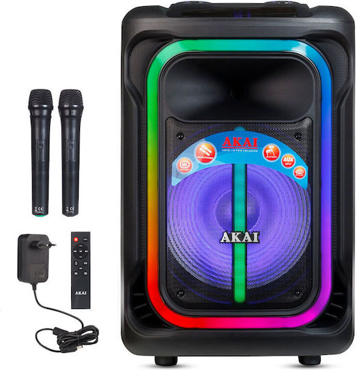 Akai Proffesional Ηχείο Karaoke με Ασύρματα Μικρόφωνα και Εφέ Φωτισμού ABTS-15 Pro Volcano Μαύρο