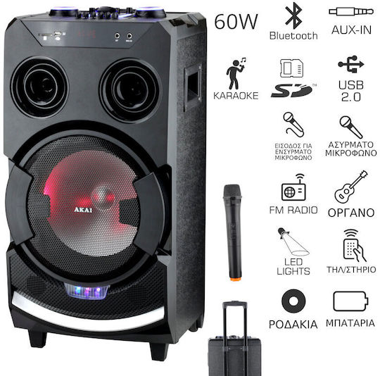 Akai Proffesional Boxă Karaoke cu Microfon Wireless și Efecte de Iluminare ABTS-112 Negru