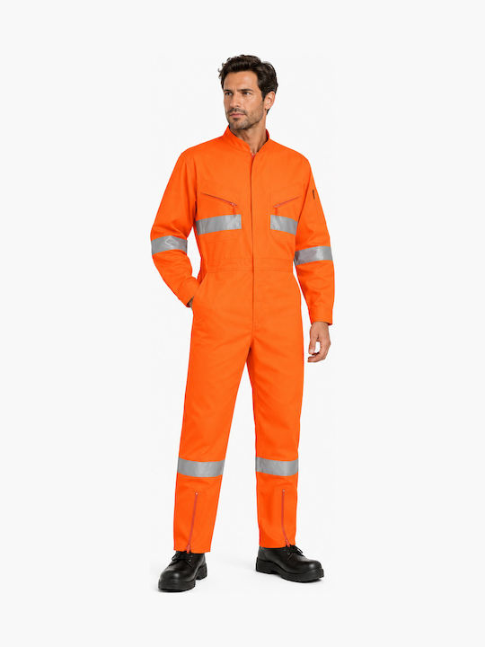 Ergo Marine Salopetă de Lucru Corp întreg cu benzi reflectorizante Bumbac Portocaliu