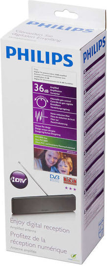 Philips SDV5225 Εσωτερική Κεραία Τηλεόρασης (απαιτεί τροφοδοσία) σε Μαύρο Χρώμα Σύνδεση με Ομοαξονικό (Coaxial) Καλώδιο