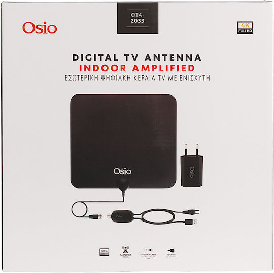 Osio OTA-2033 Intern Antena TV (Necesită Alimentare) Neagră