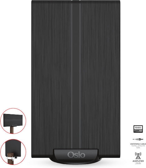 Osio OTA-3035 Indoor TV Antenna (Requires Power Supply) Black