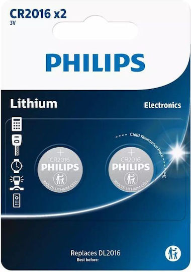 Philips Batterien Lithium für Uhren CR2016 3V 2Stück