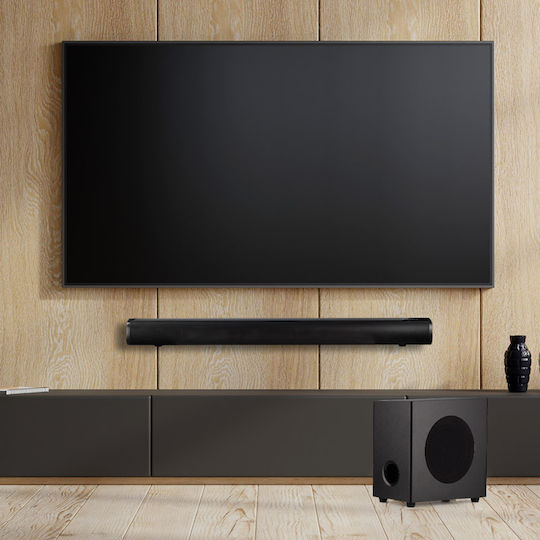 Osio OSBT-9060 Soundbar 2.0 Bluetooth και HDMI 15W με Ασύρματο Subwoofer και Τηλεχειριστήριο Μαύρο