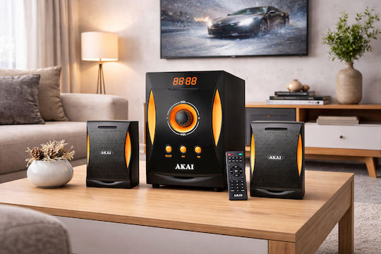 Akai Proffesional Sistem audio 2.1 SS032A-3515 110582-0089 38W cu Media digitale Player și Bluetooth Negru