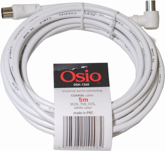 Osio Antenna Cable Coax male - Coax female White 5m (OSK-1340) 1pcs