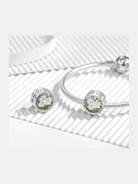 Pandora Charm Blume aus Silber mit Zirkon