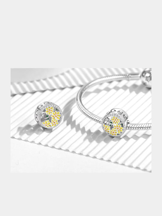 Pandora Charm Flower Silver with Zircon