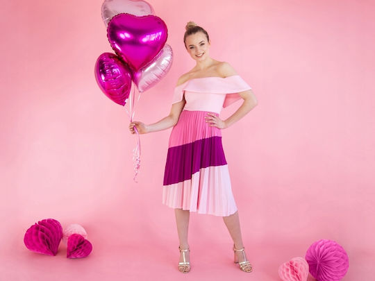Herz Luftballon Blumen Folie Rosa 45cm