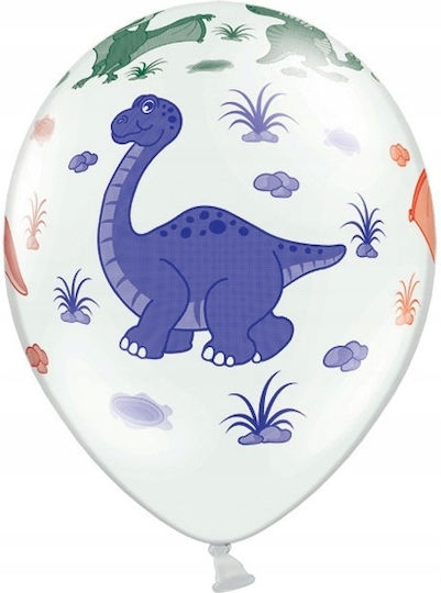Set of 5 Birthday Dinosaur White Latex Balloons