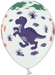 Birthday Dinosaur White Balloon