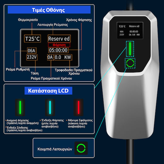 Junsun Încărcător Portabil Cu O Singură Fază 3.5kW Cu Cablu Încorporat 8m Tipul 2